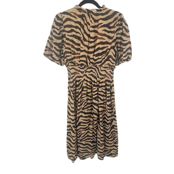 J.Crew Dress Smocked-waist Cotton Voile Zebra Stripe Midi Women's Size Medium‎ - Picture 3 of 7